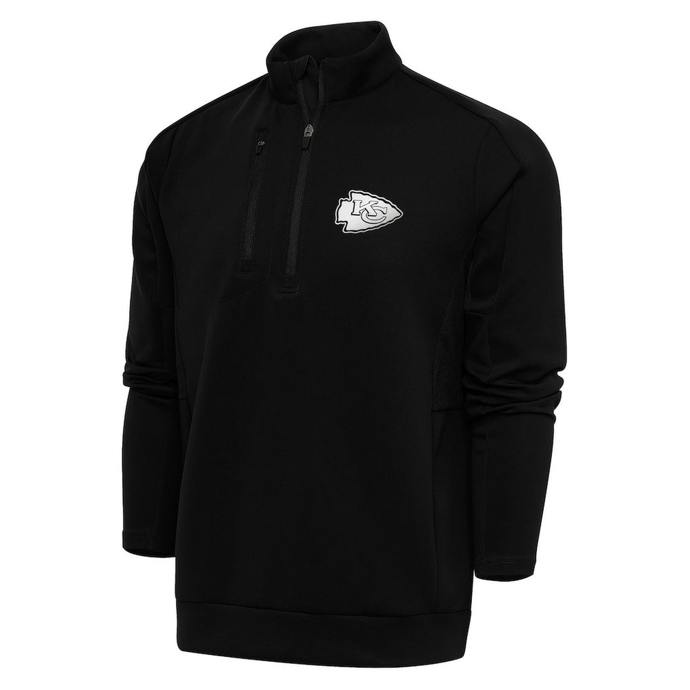 Kansas City Chiefs Antigua Metallic Logo Generation Quarter-Zip Pullover Top Black | NFL
