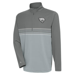 Jacksonville Jaguars Antigua Metallic Logo Pace Quarter-Zip Pullover Top Steel | NFL