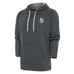 Minnesota Vikings Antigua Metallic Logo Victory Pullover Hoodie Charcoal | NFL