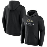 Baltimore Ravens Logo Team Lockup Fitted Pullover Hoodie Black | NFL