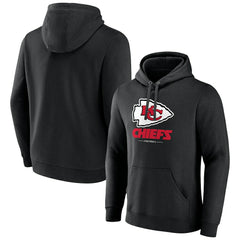 Kansas City Chiefs Logo Team Lockup Fitted Pullover Hoodie Black | NFL