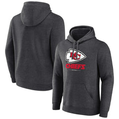 Kansas City Chiefs Logo Team Lockup Fitted Pullover Hoodie Charcoal | NFL