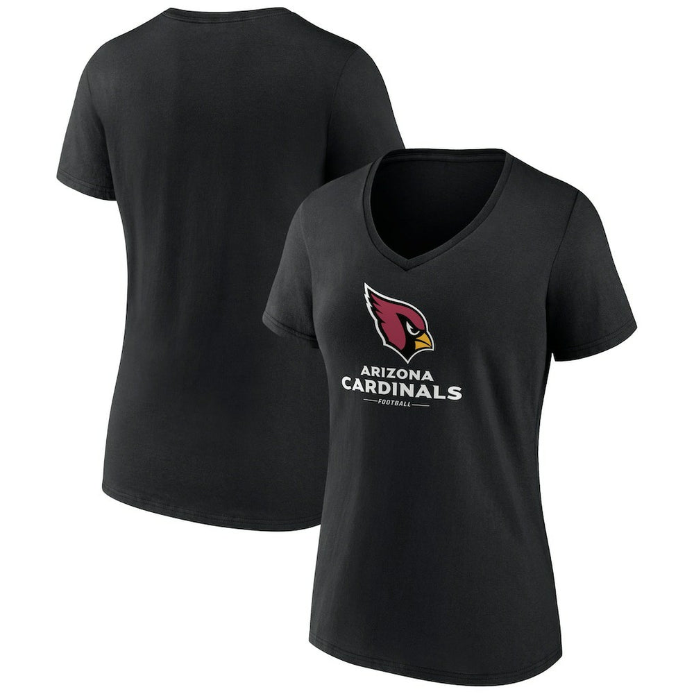 Arizona Cardinals Women's Logo Team Lockup V-Neck T-Shirt Black | NFL