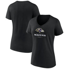 Baltimore Ravens Women's Logo Team Lockup V-Neck T-Shirt Black | NFL