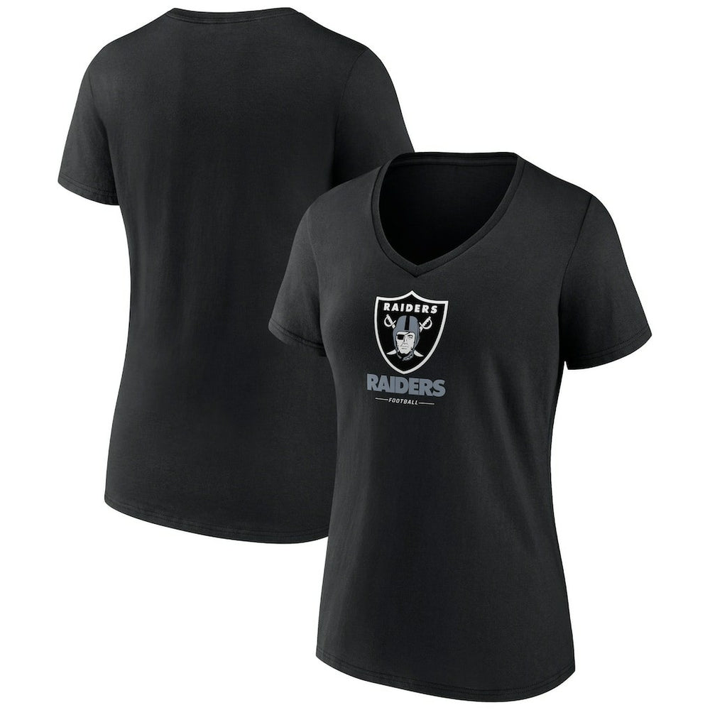 Las Vegas Raiders Women's Logo Team Lockup V-Neck T-Shirt Black | NFL