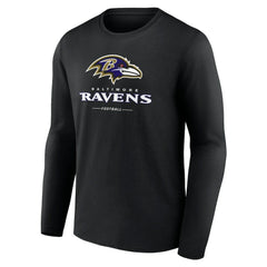 Baltimore Ravens Logo Team Lockup Long Sleeve T-Shirt Black | NFL
