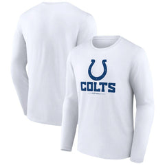 Indianapolis Colts Logo Team Lockup Long Sleeve T-Shirt White | NFL