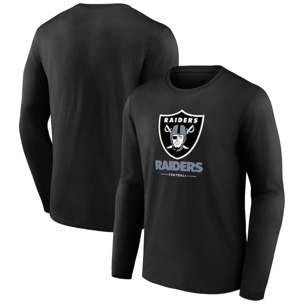 Las Vegas Raiders Logo Team Lockup Long Sleeve T-Shirt Black | NFL