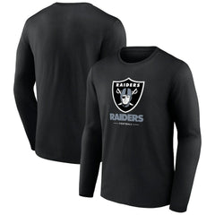 Las Vegas Raiders Logo Team Lockup Long Sleeve T-Shirt Black | NFL