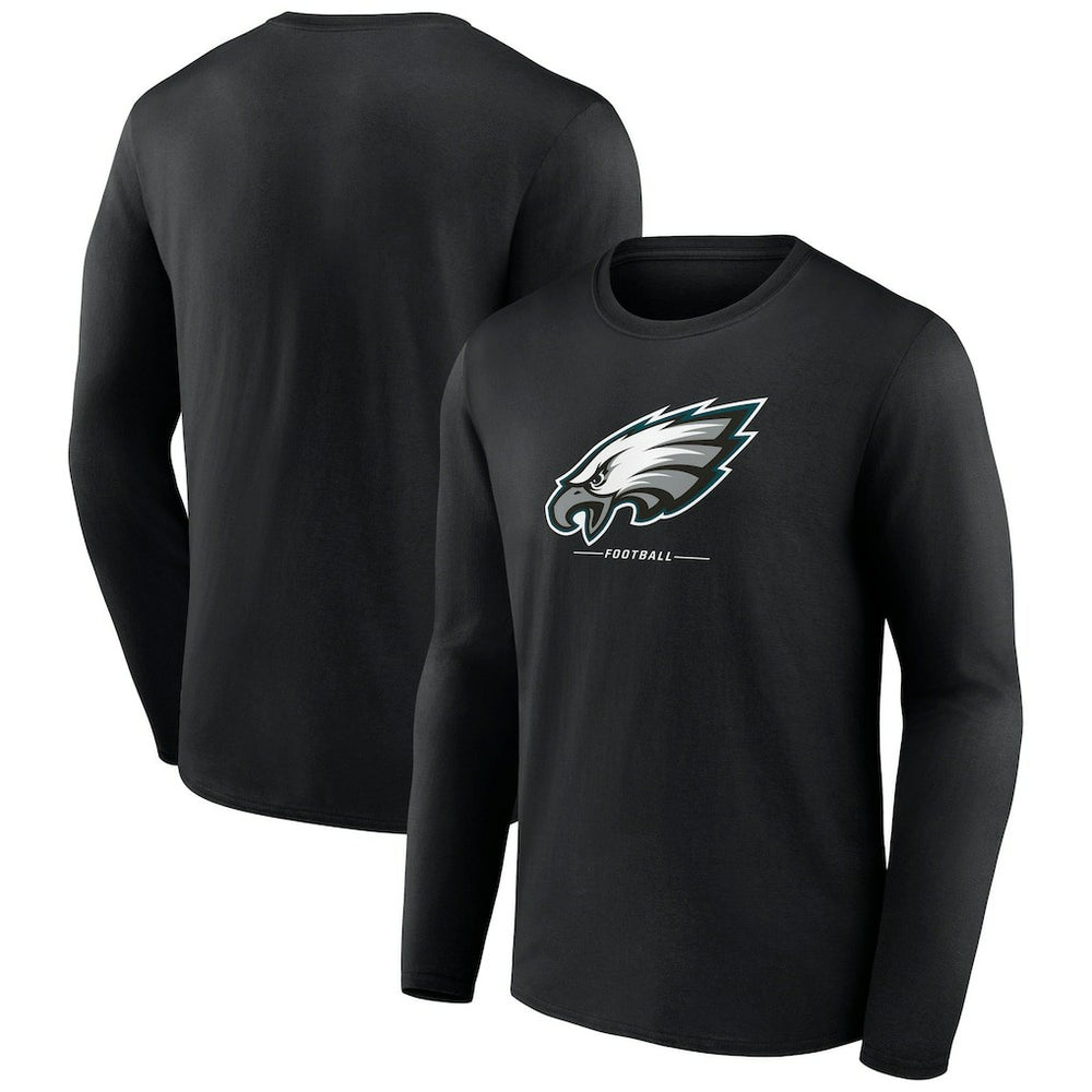 Philadelphia Eagles Logo Team Lockup Long Sleeve T-Shirt Black | NFL