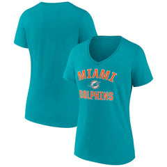 Miami Dolphins Women's Victory Arch Team V-Neck T-Shirt Aqua | NFL