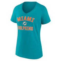 Miami Dolphins Women's Victory Arch Team V-Neck T-Shirt Aqua | NFL