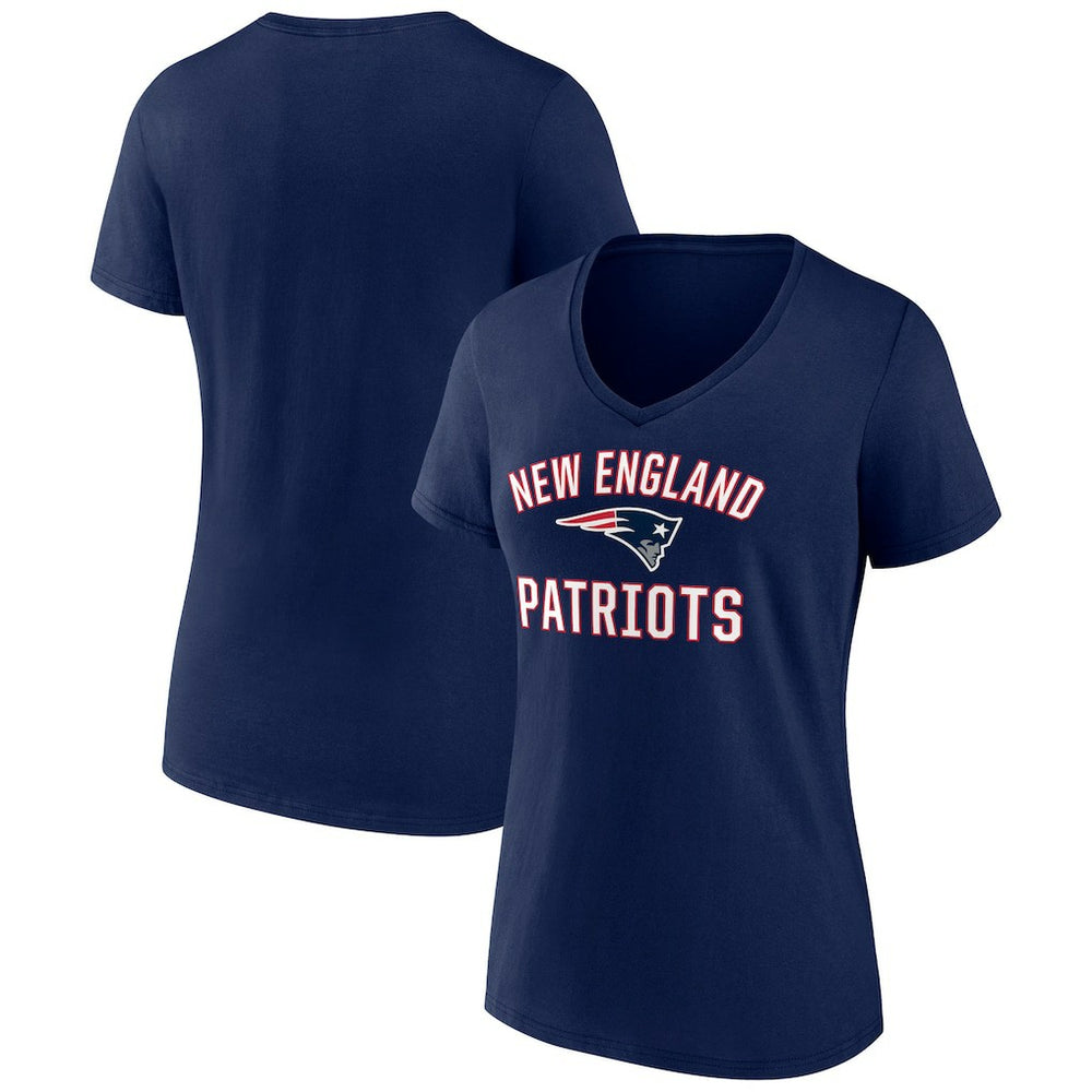 New England Patriots Women's Victory Arch Team V-Neck T-Shirt Navy | NFL
