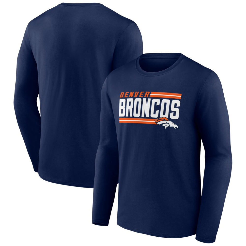 Denver Broncos On Side Stripe Team Long Sleeve T-Shirt Navy | NFL