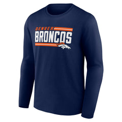 Denver Broncos On Side Stripe Team Long Sleeve T-Shirt Navy | NFL