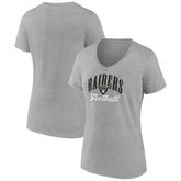 Las Vegas Raiders Women's Victory Script V-Neck T-Shirt Heather Gray | NFL