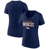 Denver Broncos Women's Nostalgia V-Neck T-Shirt Navy | NFL