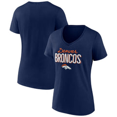 Denver Broncos Women's Nostalgia V-Neck T-Shirt Navy | NFL