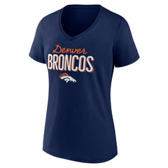 Denver Broncos Women's Nostalgia V-Neck T-Shirt Navy | NFL