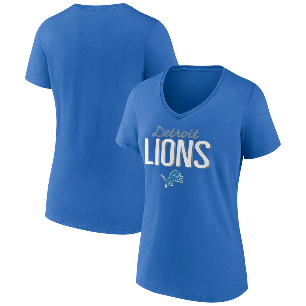 Detroit Lions Women's Nostalgia V-Neck T-Shirt Blue | NFL