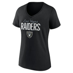 Las Vegas Raiders Women's Nostalgia V-Neck T-Shirt Black | NFL