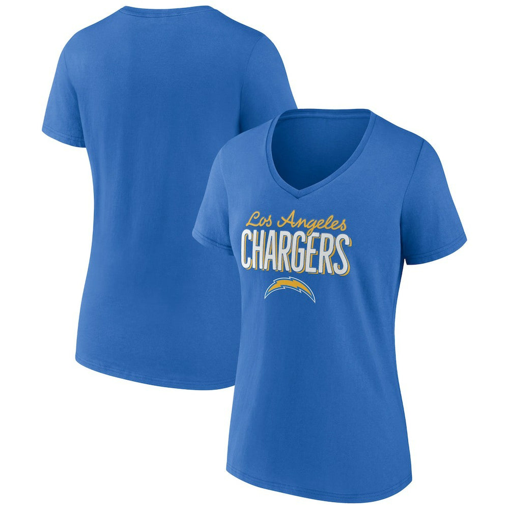 Los Angeles Chargers Women's Nostalgia V-Neck T-Shirt Powder Blue | NFL