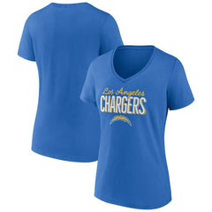 Los Angeles Chargers Women's Nostalgia V-Neck T-Shirt Powder Blue | NFL