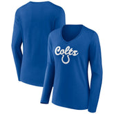 Indianapolis Colts Women's Freehand Team Long Sleeve V-Neck T-Shirt Royal | NFL
