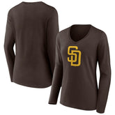 San Diego Padres Women's Team Logo Long Sleeve V-Neck T-Shirt - MLB