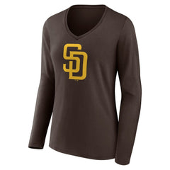 San Diego Padres Women's Team Logo Long Sleeve V-Neck T-Shirt - MLB
