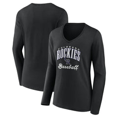 Colorado Rockies Women's Victory Script Long Sleeve V-Neck T-Shirt - MLB