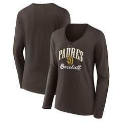 San Diego Padres Women's Victory Script Long Sleeve V-Neck T-Shirt - MLB