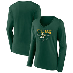 Athletics Women's Live For It Long Sleeve Long Sleeve V-Neck T-Shirt - MLB