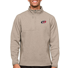 Carolina Hurricanes Antigua Course Quarter-Zip Pullover Top - Oatmeal - NHL