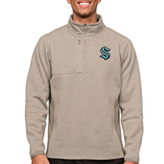 Seattle Kraken Antigua Course Quarter-Zip Pullover Top - Oatmeal - NHL