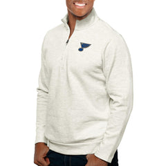 St. Louis Blues Antigua Gambit Quarter-Zip Pullover Top - Oatmeal - NHL