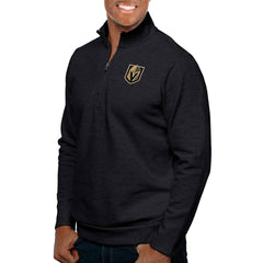 Vegas Golden Knights Antigua Gambit Quarter-Zip Pullover Top - Heather Black - NHL