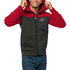 Columbus Blue Jackets Antigua Protect Full-Zip Hoodie - Red/Charcoal - NHL
