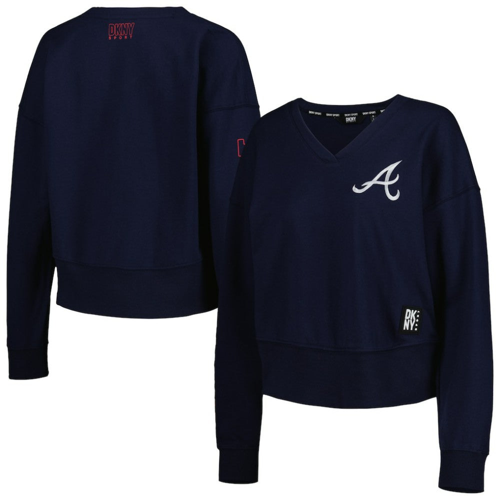 Atlanta Braves DKNY Sport Women's Lily V-Neck Pullover Sweatshirt - MLB