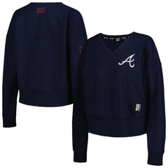 Atlanta Braves DKNY Sport Women's Lily V-Neck Pullover Sweatshirt - MLB