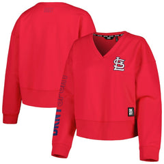 St. Louis Cardinals DKNY Sport Women's Lily V-Neck Pullover Sweatshirt - MLB