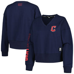 Cleveland Guardians DKNY Sport Women's Lily V-Neck Pullover Sweatshirt - MLB