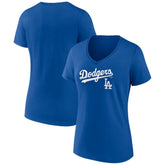Los Angeles Dodgers Women's Lockup V-Neck T-Shirt - MLB