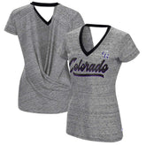 Colorado Rockies Touch Women's Halftime Back Wrap Top V-Neck T-Shirt - MLB