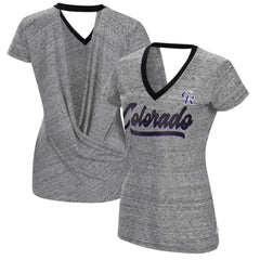 Colorado Rockies Touch Women's Halftime Back Wrap Top V-Neck T-Shirt - MLB