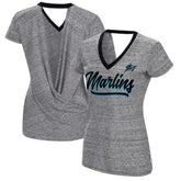 Miami Marlins Touch Women's Halftime Back Wrap Top V-Neck T-Shirt - MLB