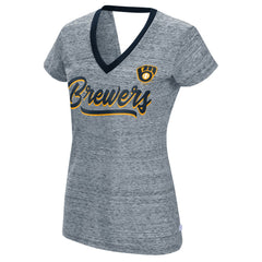 Milwaukee Brewers Touch Women's Halftime Back Wrap Top V-Neck T-Shirt - MLB