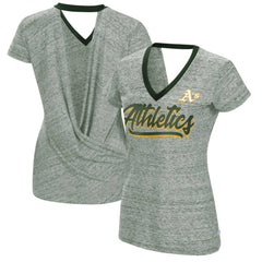 Athletics Touch Women's Halftime Back Wrap Top V-Neck T-Shirt - MLB