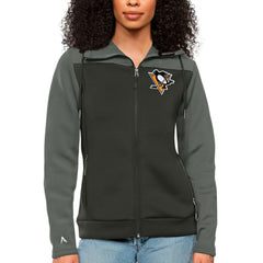 Pittsburgh Penguins Antigua Women's Protect Full-Zip Hoodie - Steel/Charcoal - NHL