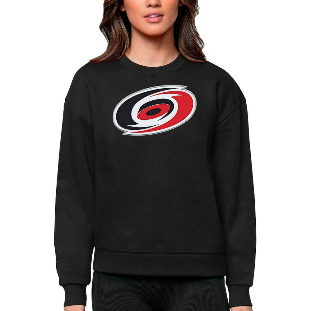 Carolina Hurricanes Antigua Women's Team Logo Victory Crewneck Pullover Sweatshirt - Black - NHL